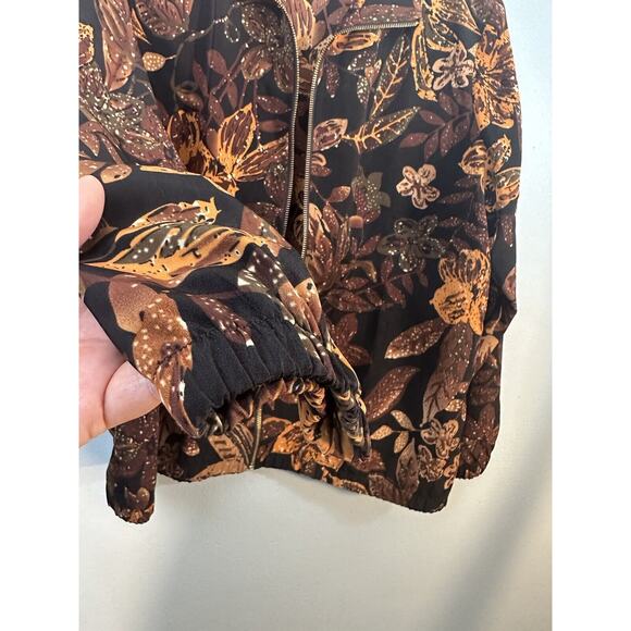 Blair Women's Large Petite Vintage Zip Up Floral Relaxed Fit Lightweight Jacket - Picture 2 of 9